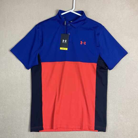 Under Armour Other - Under Armour Polo Shirt Mens Medium Blue Black Red Performance Blocked Adult NWT